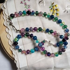 Colorful beaded Cross Necklace